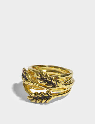 Aurélie Bidermann Large Wheat Ring in 18K Gold-Plated Brass