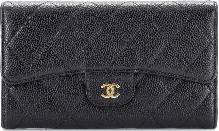 Chanel Green Quilted Patent Leather Classic L Flap Wallet Chanel