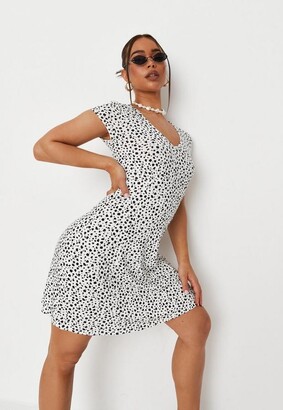Missguided White Dalmatian Print V Neck Skater Dress - ShopStyle