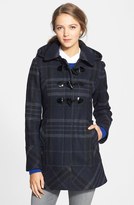 Thumbnail for your product : GUESS Plaid Toggle Front Coat with Removable Hood (Regular & Petite)