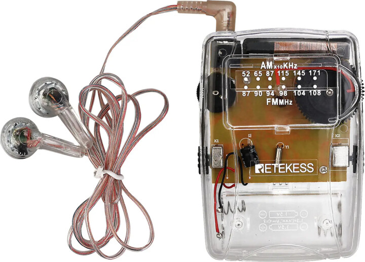 RETEKESS TR624 Transparent Portable Radio AM / FM Pointer Tuning Support Headphones, Used for Church Conference Museum Guide