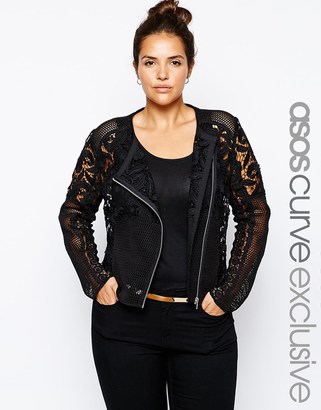 ASOS Curve CURVE Exclusive Premium Lace Jacket - Black