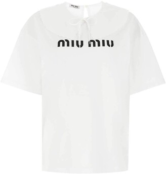 Miu Miu Logo-print cotton-jersey T-shirt - ShopStyle Tees