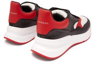 Alexander McQueen Runner Raised-sole Low-top Leather Trainers - Mens - Black Red