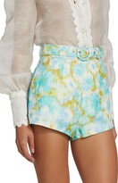 Thumbnail for your product : Zimmermann High Tide Belted Ikat Linen Shorts