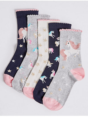 Marks and Spencer 5 Pack of Cotton Rich Socks with FreshfeetTM (12 Months - 10 Years)