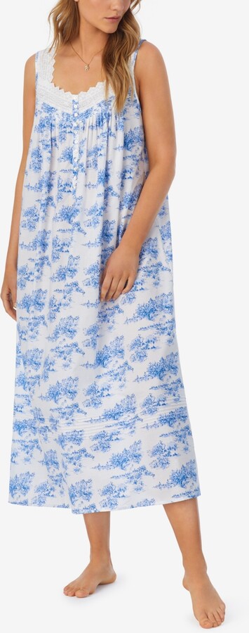 Cotton Lace-Trim Flannel Nightgown