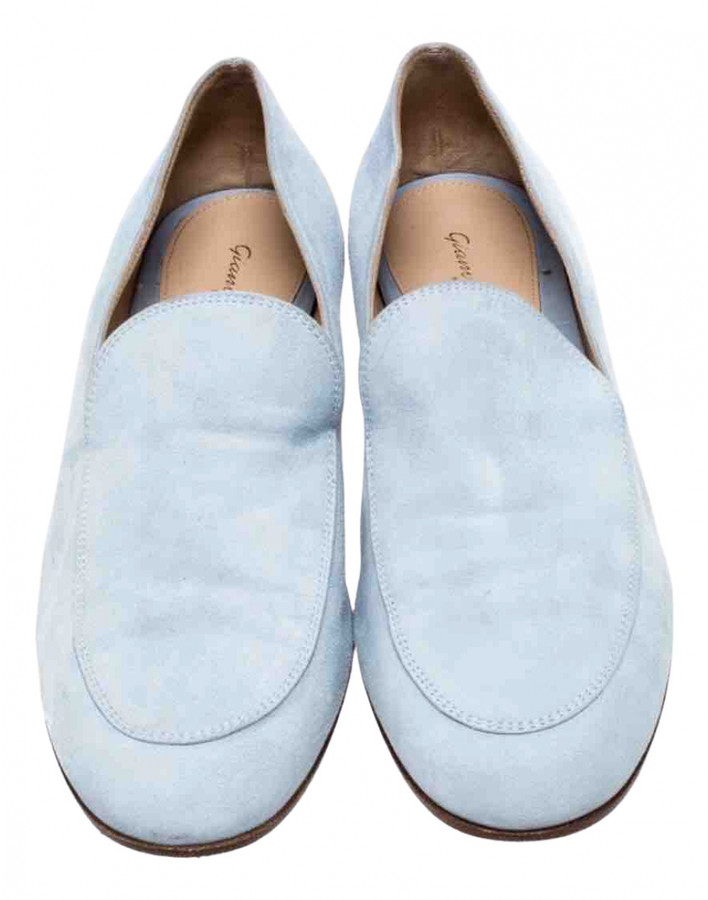 blue suede flats
