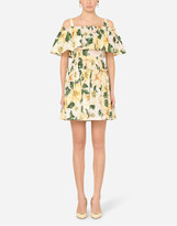 Thumbnail for your product : Dolce & Gabbana Short camellia-print poplin dress