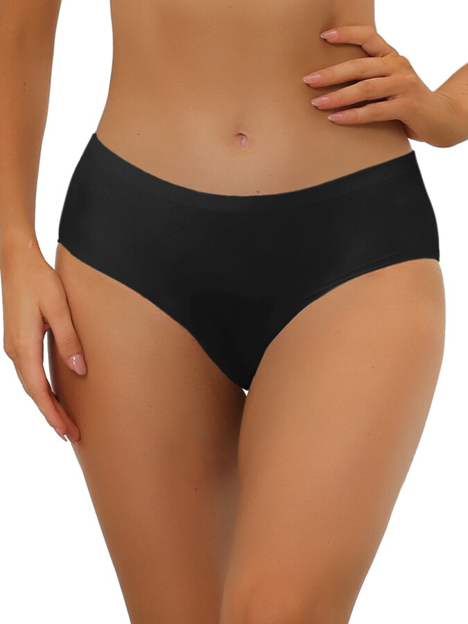 Unique Bargains Women’s Comfortable No Show Elastic Waist Brief Panties Breathable L Black