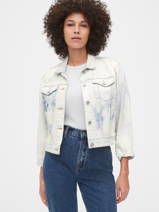 cropped stretch denim jacket