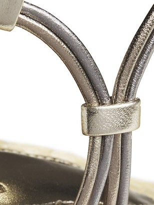 Alexandre Birman Leona Ankle-Wrap Metallic Leather Espadrille Wedge Sandals