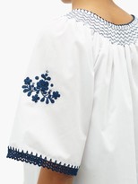 Thumbnail for your product : MUZUNGU SISTERS Eva Embroidered Cotton Top - White Navy