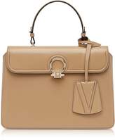 Versace Beige Leather Large DV One Top Handle Bag