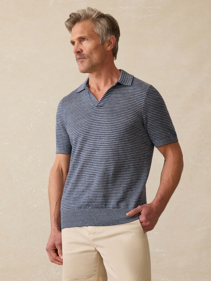 Short-Sleeve Linen Sweater Polo
