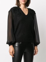 Thumbnail for your product : Twin-Set Sheer-Sleeves Floral Jumper