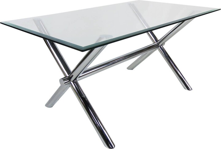 Pace Collection Italian Chrome X-base Trestle Dining Table Or Writing Desk