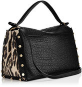 Thumbnail for your product : Jimmy Choo LOCKETT/M Black Grainy Leather and Snow Leopard Print Pony Handbag