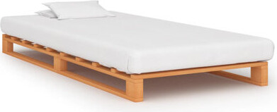 Lark Manor Bed Frame Brown Solid Pine Wood 39.4X78.7 In Durable Bed Frame