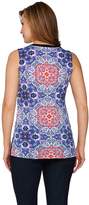 Thumbnail for your product : Susan Graver Printed Liquid Knit Sleeveless Split Neck Top