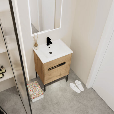 Ebern Designs Wilmore 24'' Single Bathroom Vanity with Ceramic Top