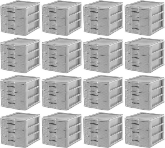 Sterilite Medium Weave 3-Drawer Storage Organizer - 12 count