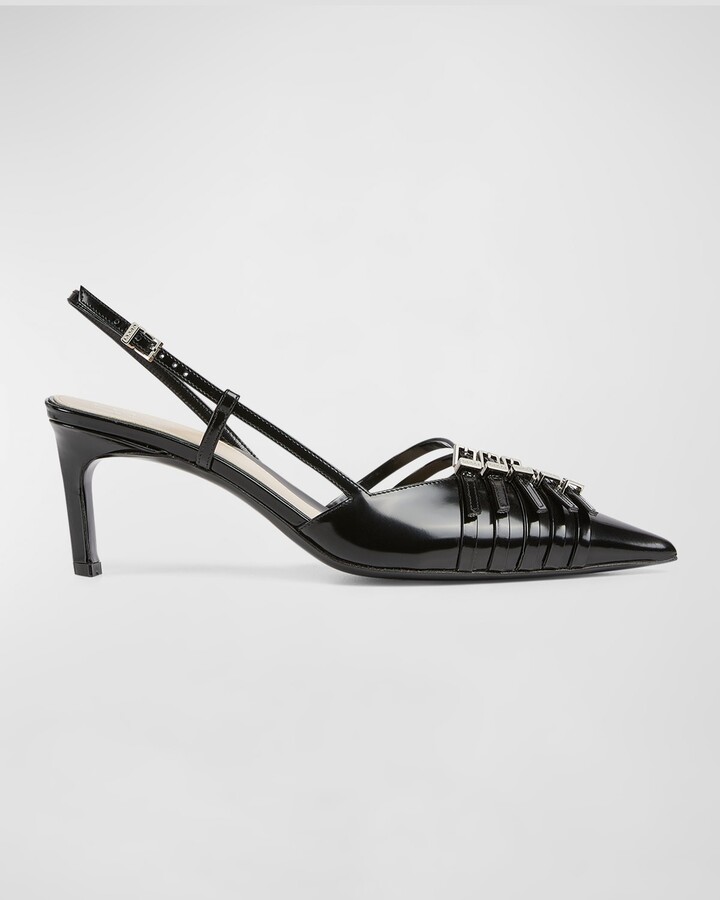 Gucci Regent Leather Buckles Slingback Pumps