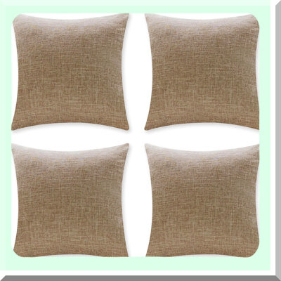 BRBCA Rustic Farmhouse Linen Pillow Covers Set - Decorative Square Throw Cases for Couch Sofa Decoration - Burlap Cushion Cover - Pack of 4