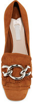 Thumbnail for your product : Miu Miu Suede Kiltie 65mm Loafer Pump, Palissandro