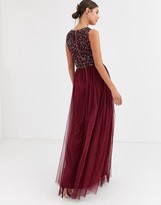 Thumbnail for your product : Maya Tall Bridesmaid delicate sequin 2 in 1 maxi dress in wine