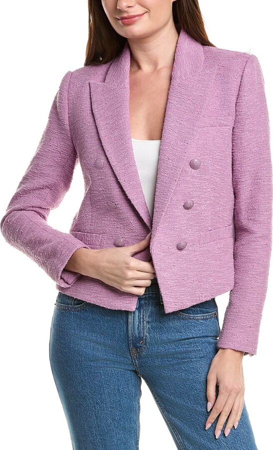 L'Agence Brooke Double-Breasted Crop Blazer