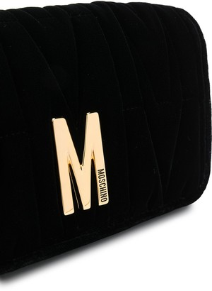 Moschino M logo-plaque clutch bag