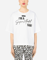 Thumbnail for your product : Dolce & Gabbana Jersey T-shirt with I'm a super model fan print