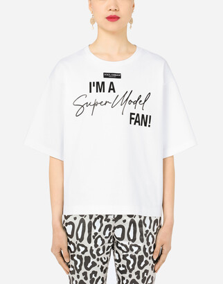 Dolce & Gabbana Jersey T-shirt with I'm a super model fan print
