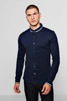 Thumbnail for your product : boohoo Jersey Shirt With Tipped Collar