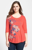 Thumbnail for your product : Lucky Brand Cherry Blossom Print Tee (Plus Size)