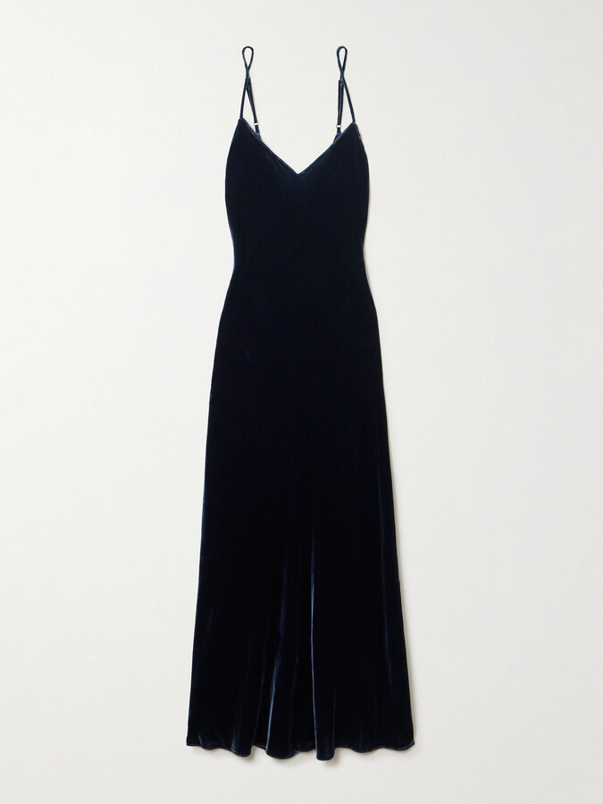 Olivia von Halle Garbo Silk-velvet Nightdress - Blue