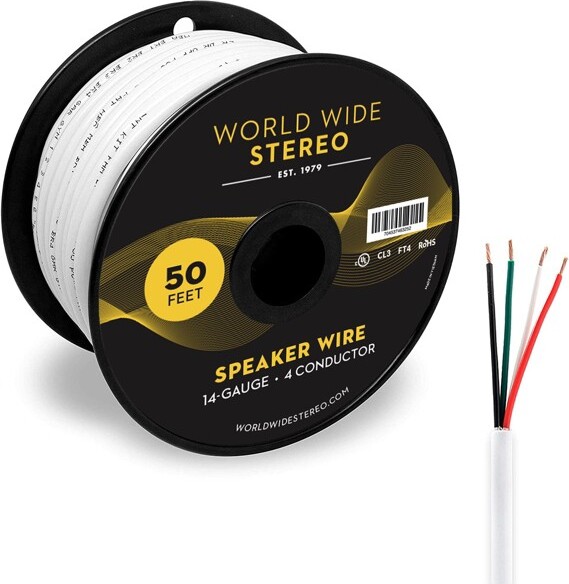 World Wide Stereo 14-Gauge, 4-Conductor Copper Speaker Wire - 50 Feet