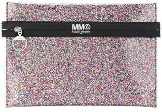 MM6 MAISON MARGIELA logo print glittery pouch