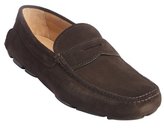 Thumbnail for your product : Prada dark brown suede penny strap slip-on loafers