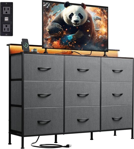 FONTOITVStandsandConsoleswith9DrawersWideChestofDrawersSturdyFrameMulti-FunctionalforLivingRoomGray46.97\