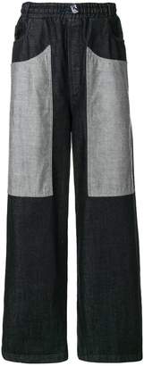 Sunnei contrast-patch wide-leg jeans