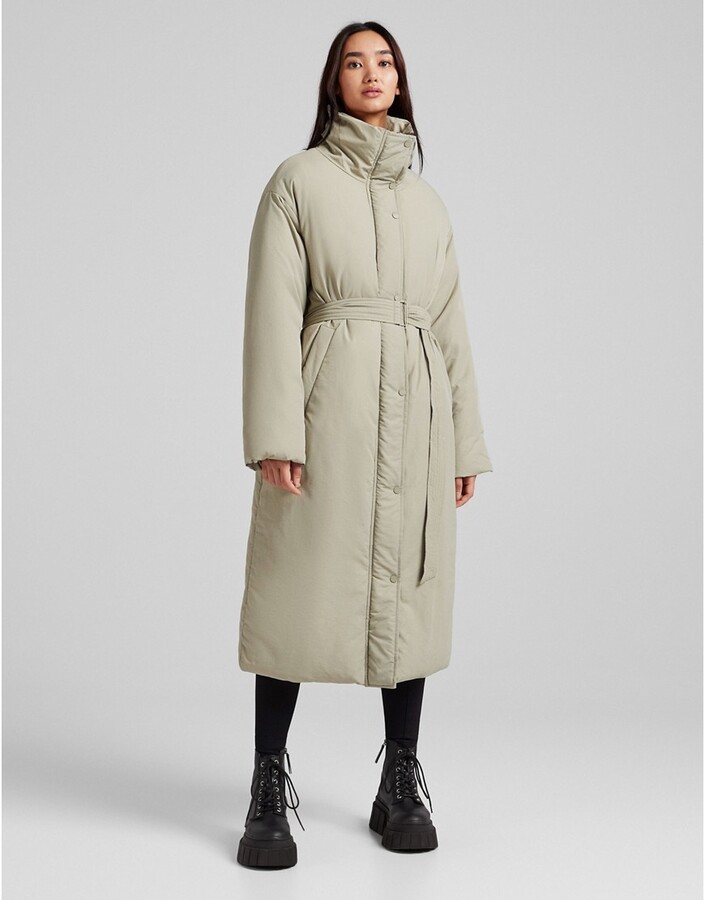 bershka check padded coat