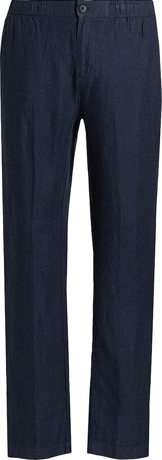 Bugatchi Men's Tristan Linen Pants - Navy - Size Large