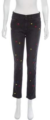 Stella McCartney Mid-Rise Heart Embroidered Jeans