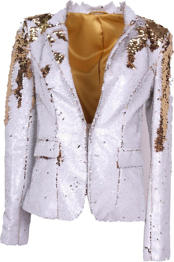 Any Old Iron Women's White Gold Sequin Jacket ShopStyle