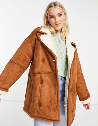 camel shearling coat