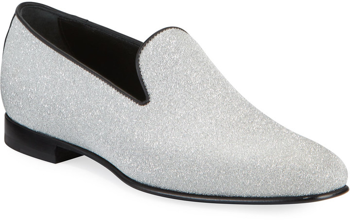black and silver mens loafers
