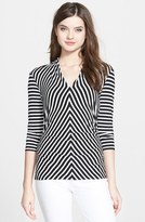 Thumbnail for your product : Vince Camuto Shoulder Pleat V-Neck Stretch Knit Top (Regular & Petite)