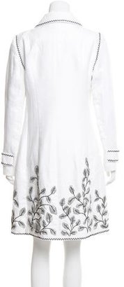 Andrew Gn Floral-Accented Linen Coat